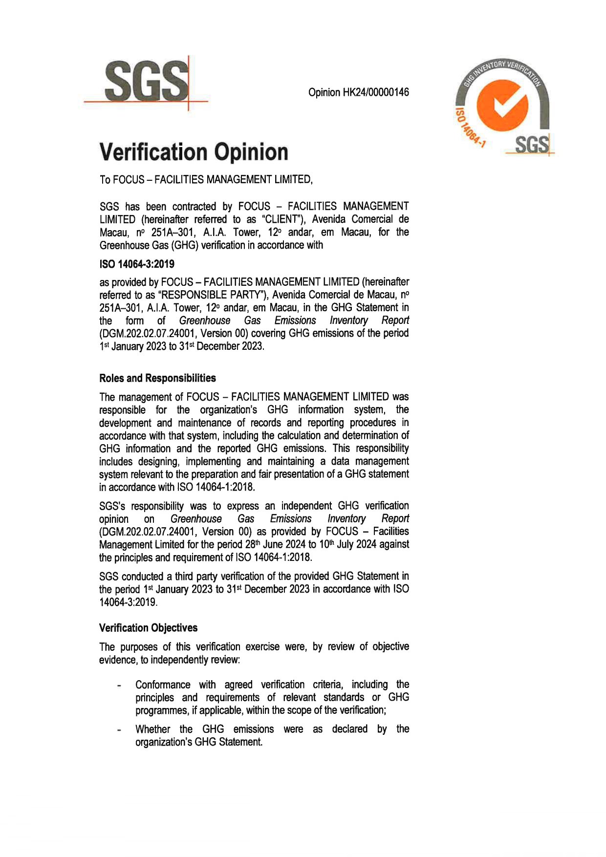 FOCUS Facilities Management_ISO14064_2022