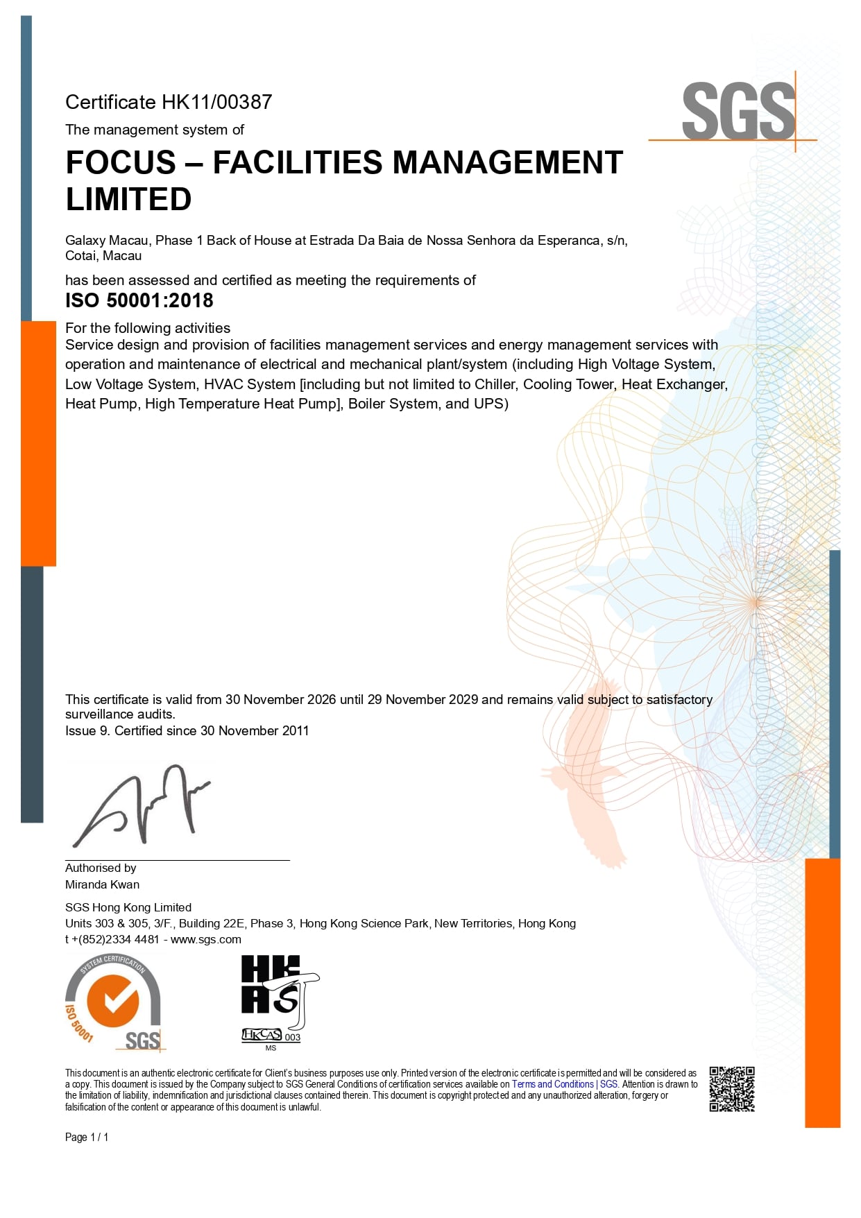 FOCUS Facilities Management_ISO50001_2026-2029