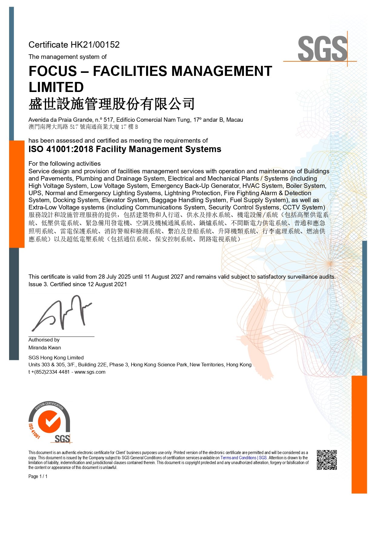 FOCUS Facilities Management_ISO41001_2024-2027