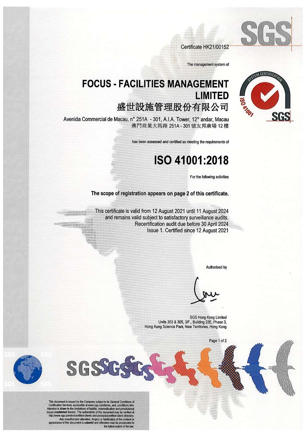 FOCUS Facilities Management_ISO41001_2021-2023