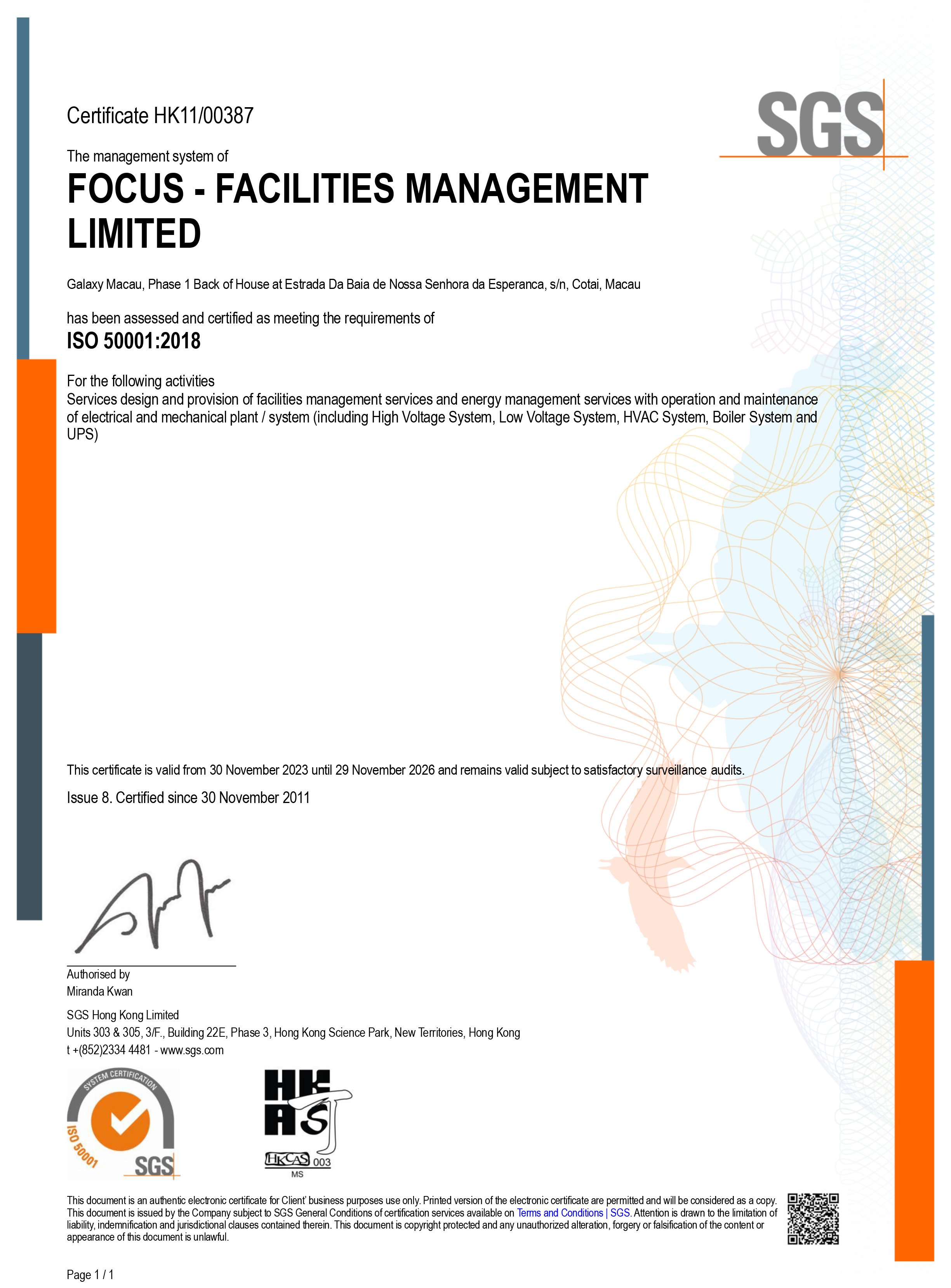 FOCUS Facilities Management_ISO50001_2023-2026